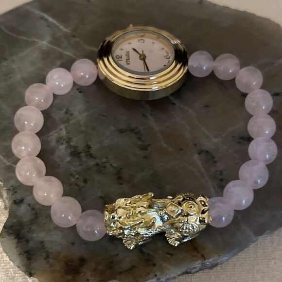 Luxury Galilea Rose Quartz Crystal Wristwatch Bracelet - Picture 10 of 13